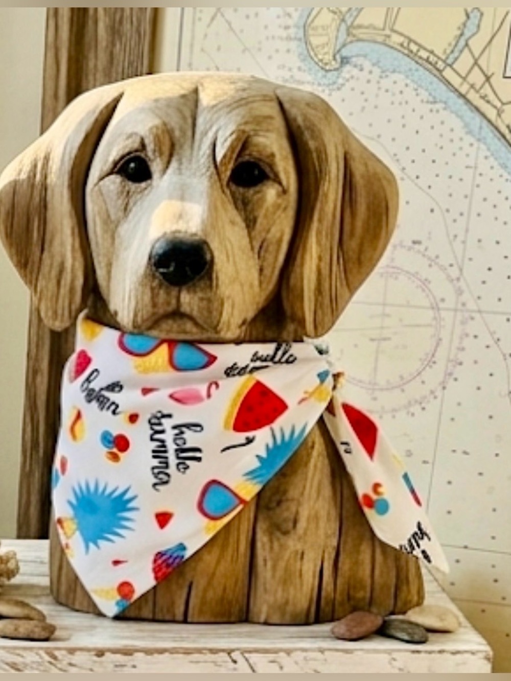 Dog Bandana - White Summer Print (No Brand)